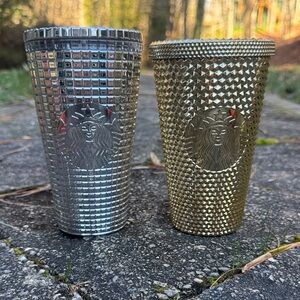 Starbucks Metallic Silver and Gold Tumblers